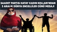 Saadet Partisi Hatay Kadın Kolları Başkanı Ceren Seda Çiçek: Engelli vatandaşların, Türkiye’deki en önemli başlıca sorunlarından biri olan istihdam sorunu!