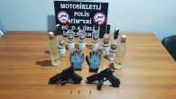 Polis’in durdurduğu ticari araçta 2 tabanca ile 8 şişe rakı yakalandı